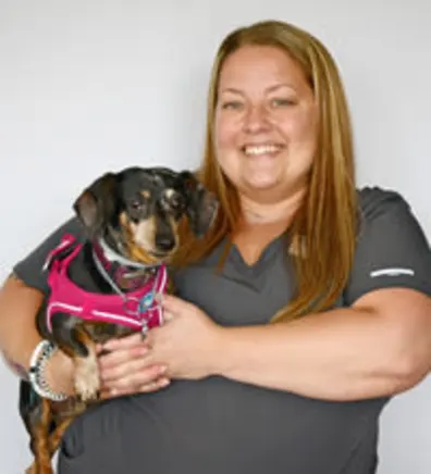 Rachel with a dog Rachel with a dog