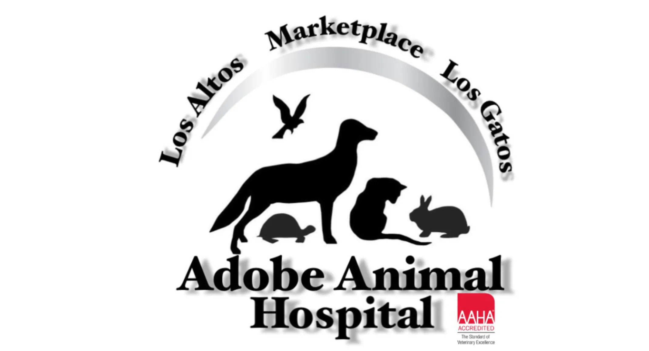 Adobe Animal Hospital logo with AAHA logo Adobe Animal Hospital logo with AAHA logo