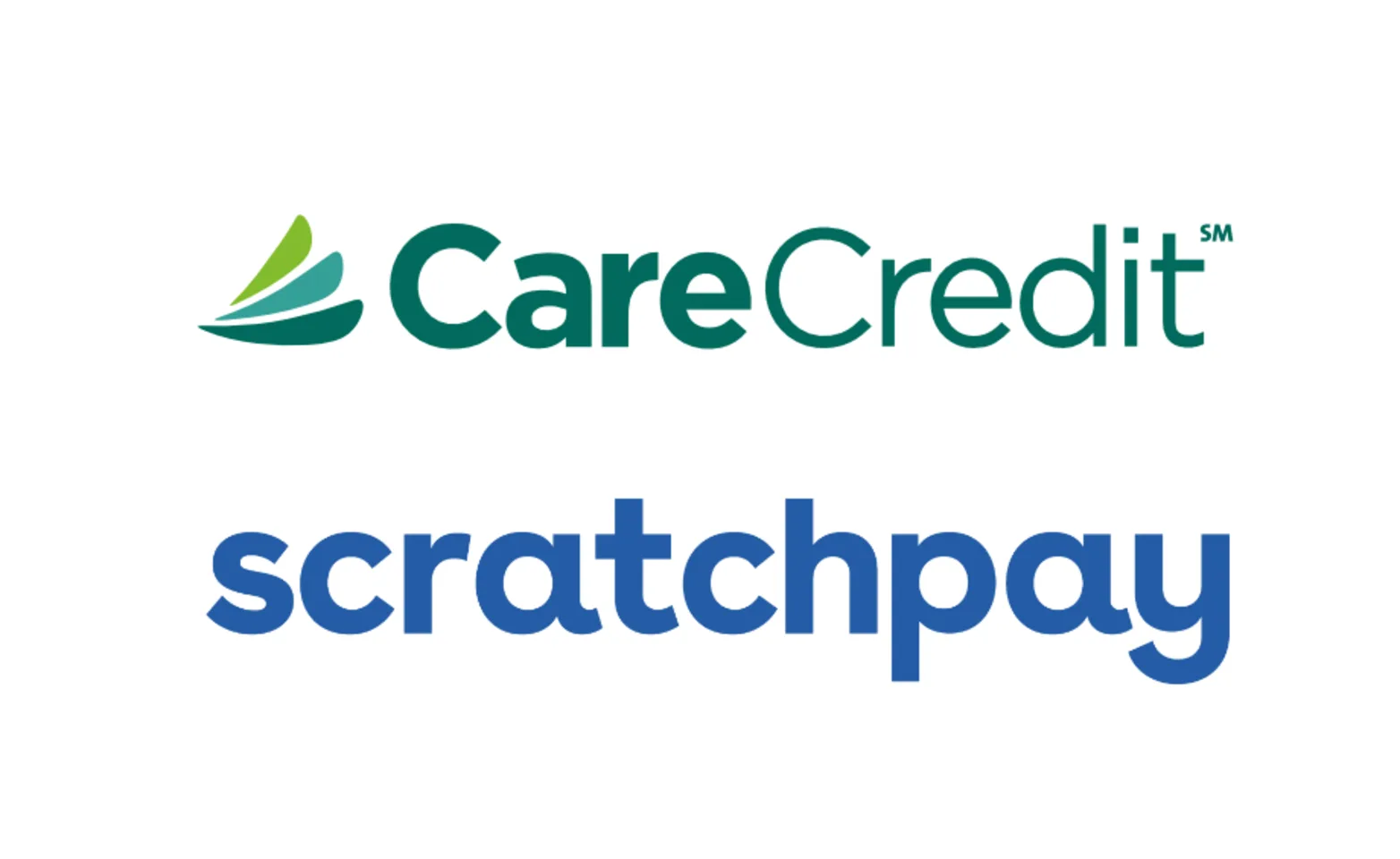 CareCredit and Scratch Pay logos CareCredit and Scratch Pay logos
