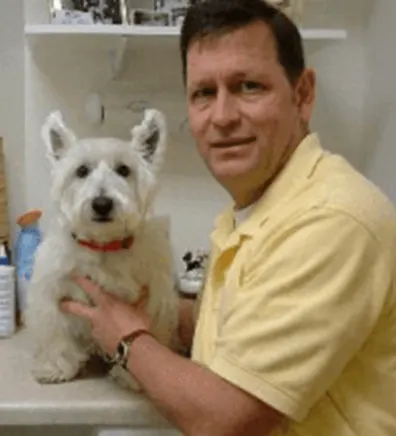 Dr. David Harris with dog at  Veterinary Group of Chesterfield Dr. David Harris with dog at  Veterinary Group of Chesterfield