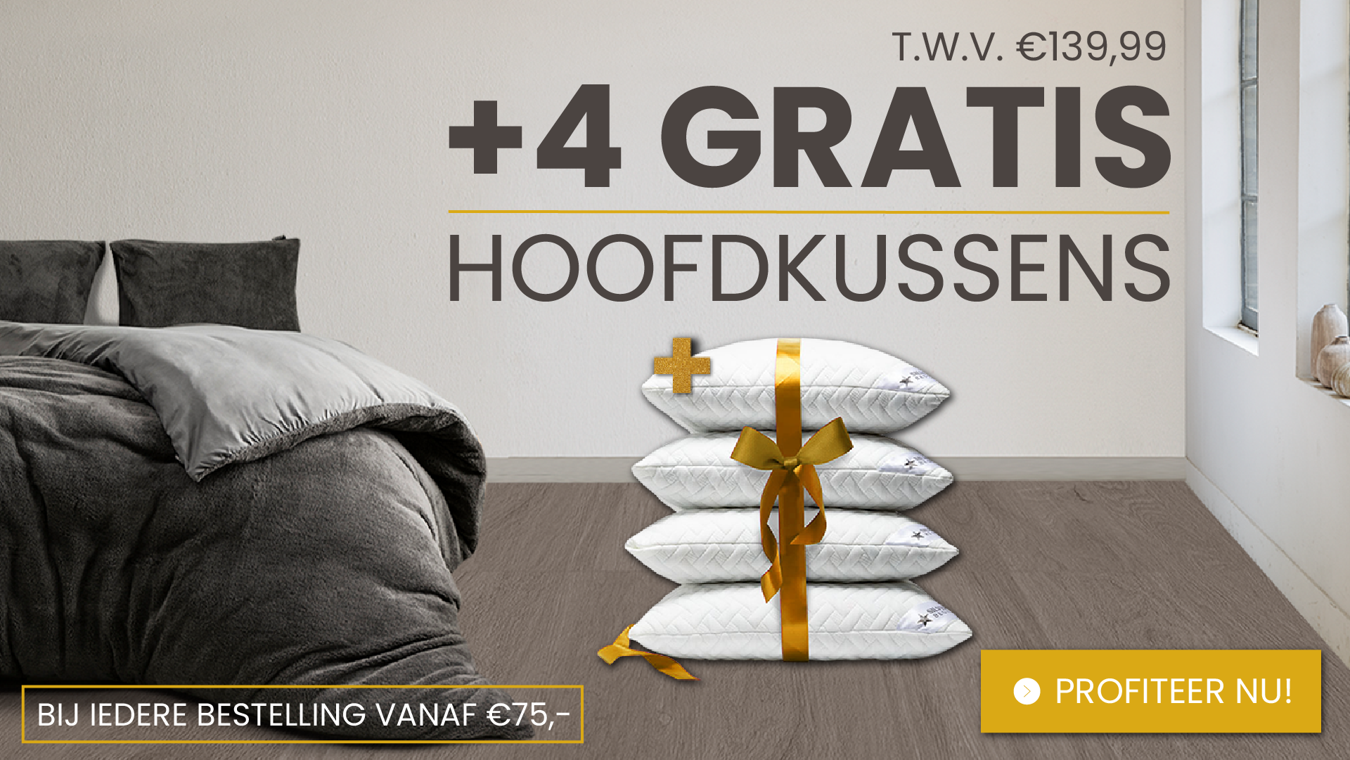Gratis 4-Pack Hoofdkussens €139,99! | Dekbed-Discounter.nl