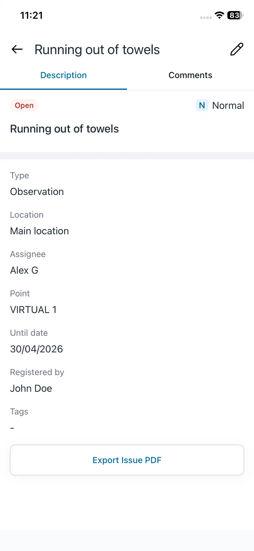 Mobile Issue PDF Export