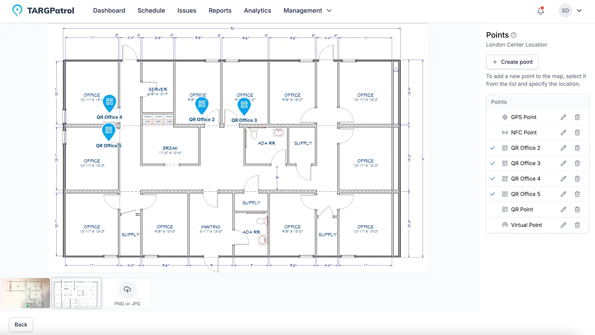 Point creation popup