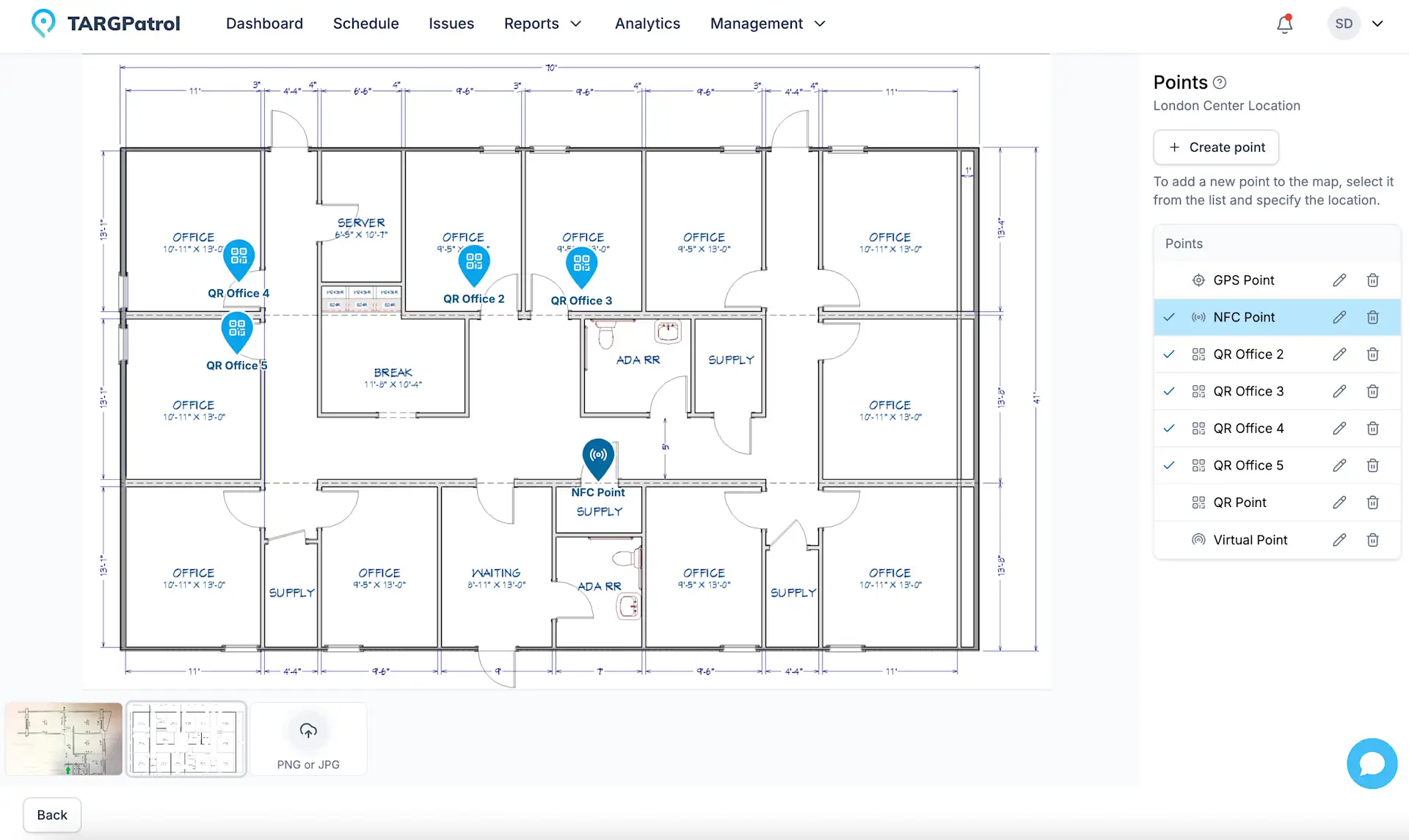 Point creation popup