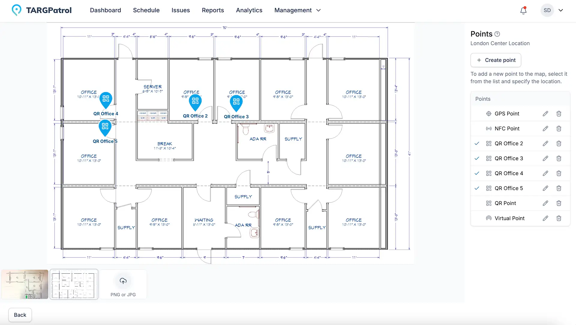 Point creation popup