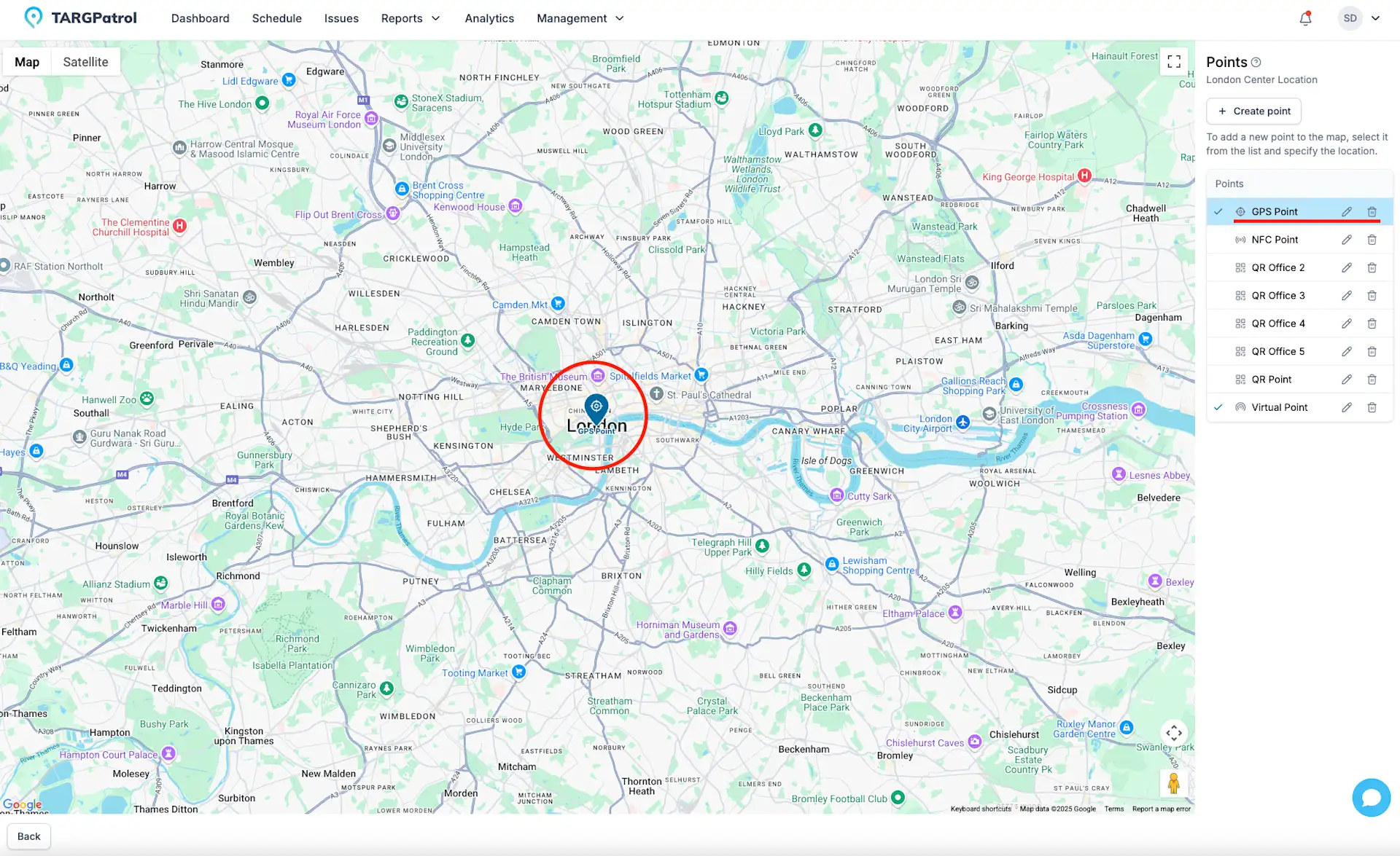 Point creation popup