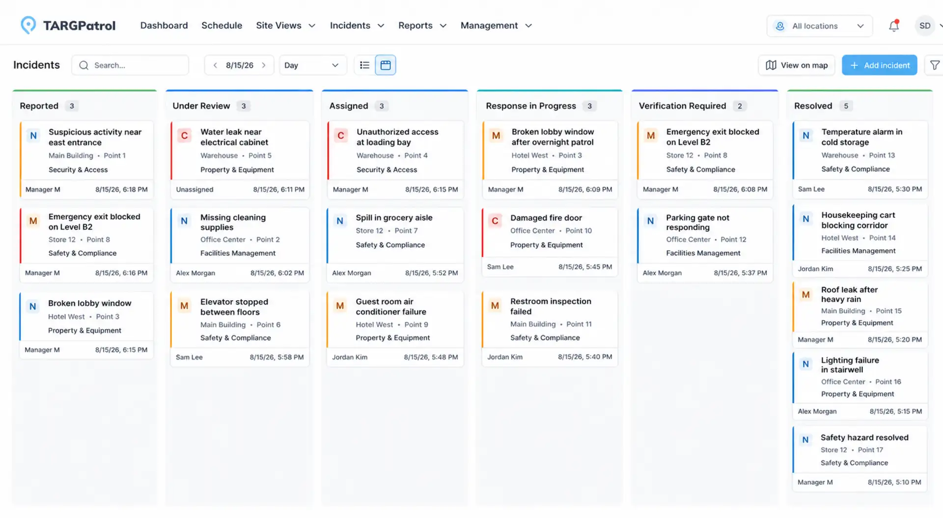 TARGPatrol Incident Kanban workflow