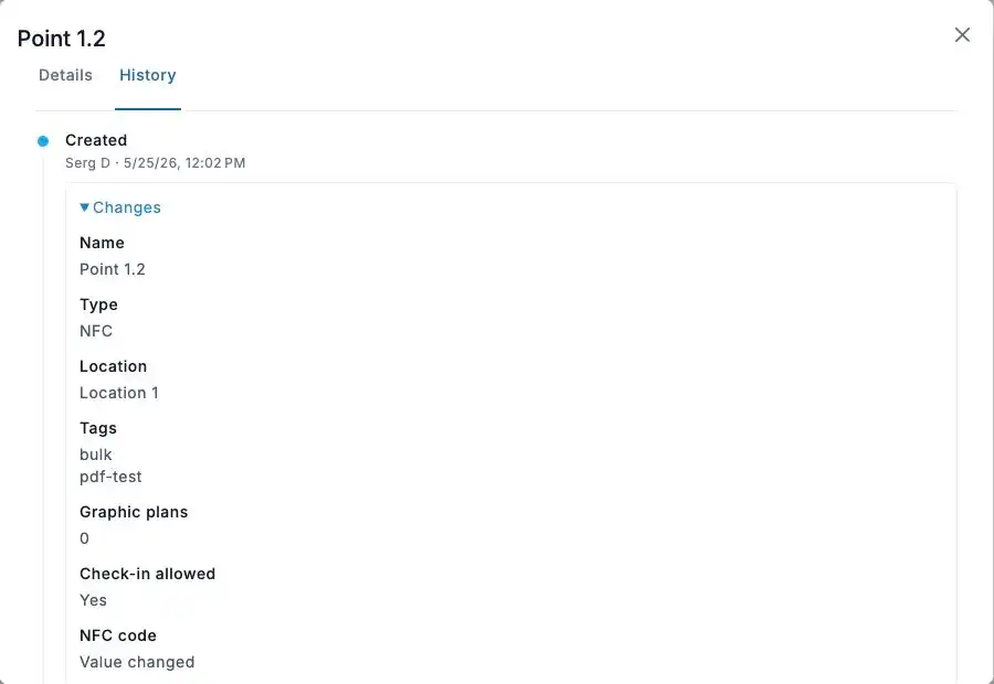 TARGPatrol point History — English web interface, sample data