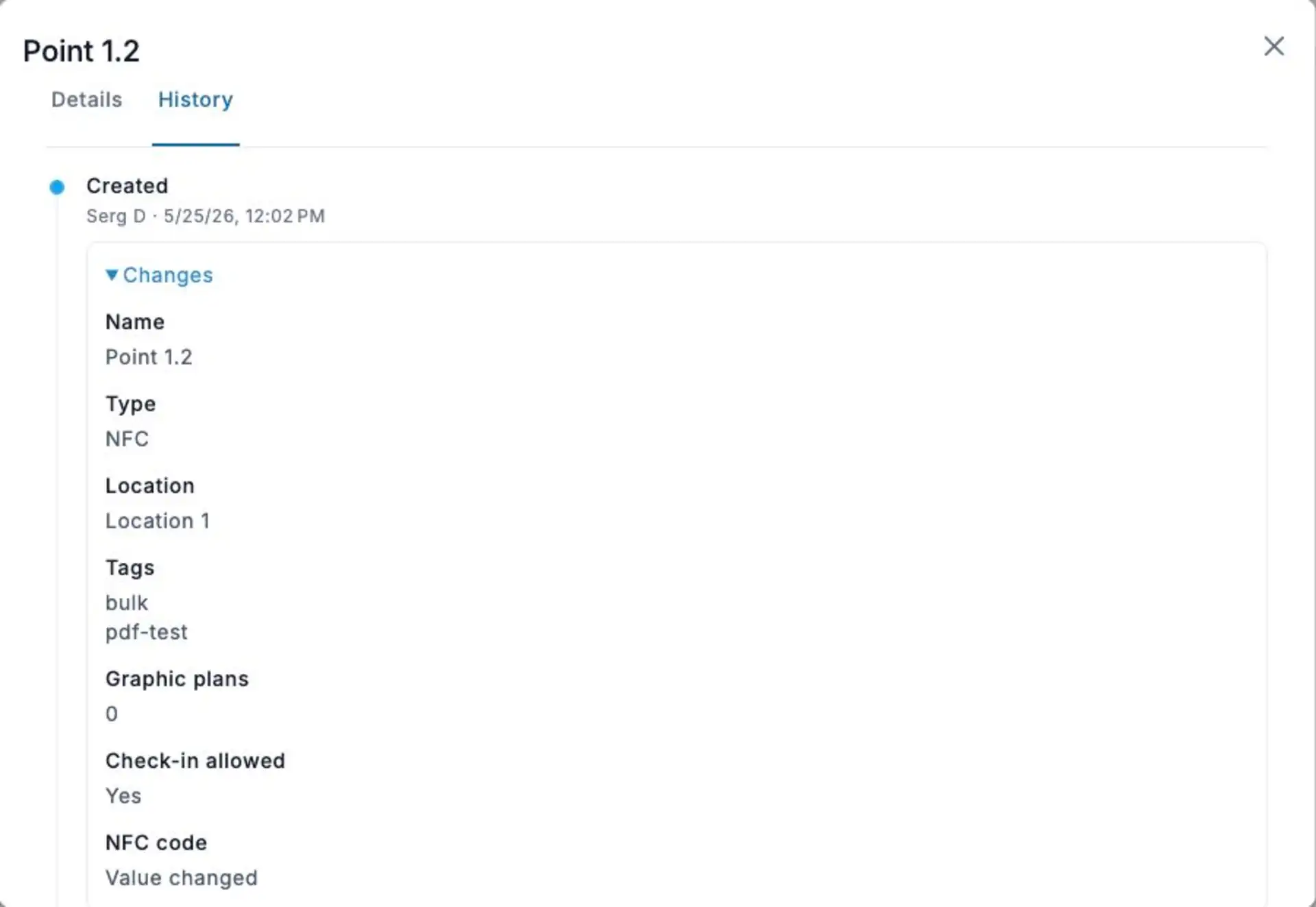 TARGPatrol point History — English web interface, sample data