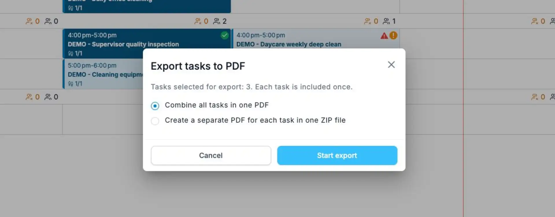 October 2026 — Export selected Schedule tasks to PDF