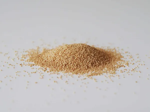 amaranth seeds on a white table before being prepared for babies starting solid food