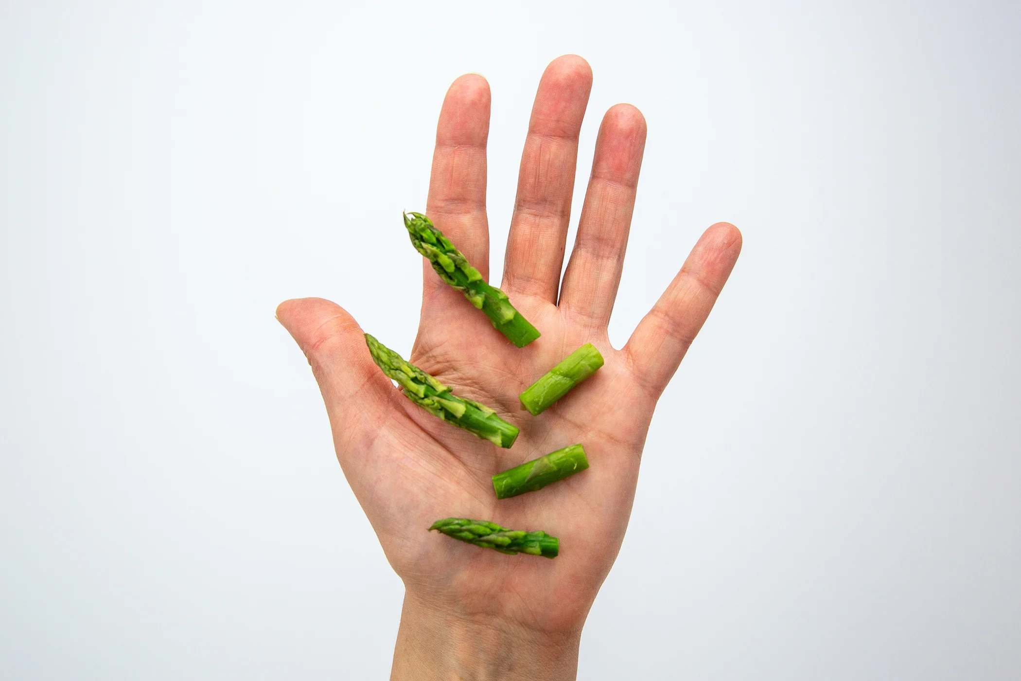 Asparagus chopped pieces hand pic