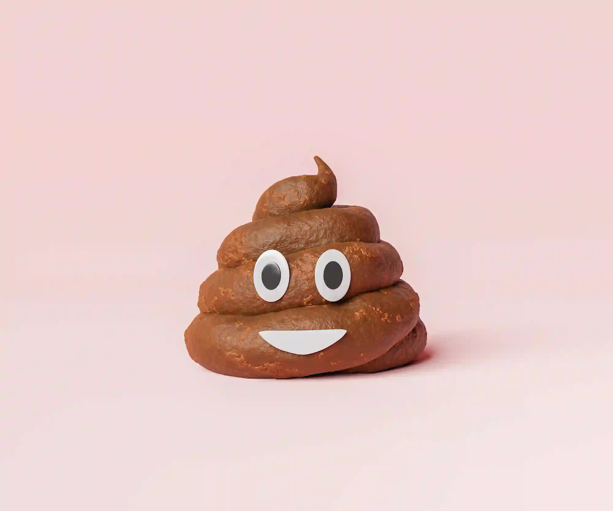 a small brown swirl, meant to look like poop, with a smiley face on it