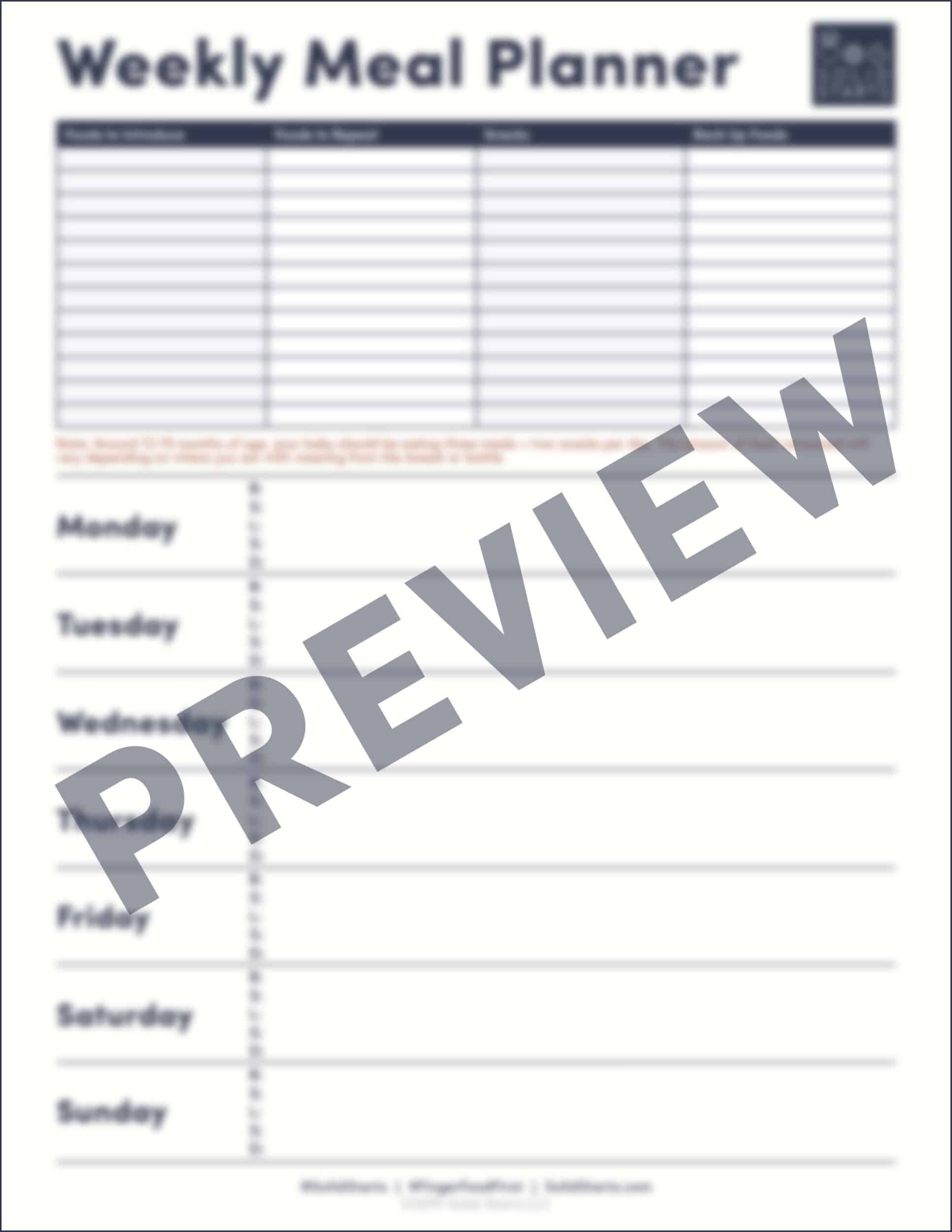 a blank template for meal planning