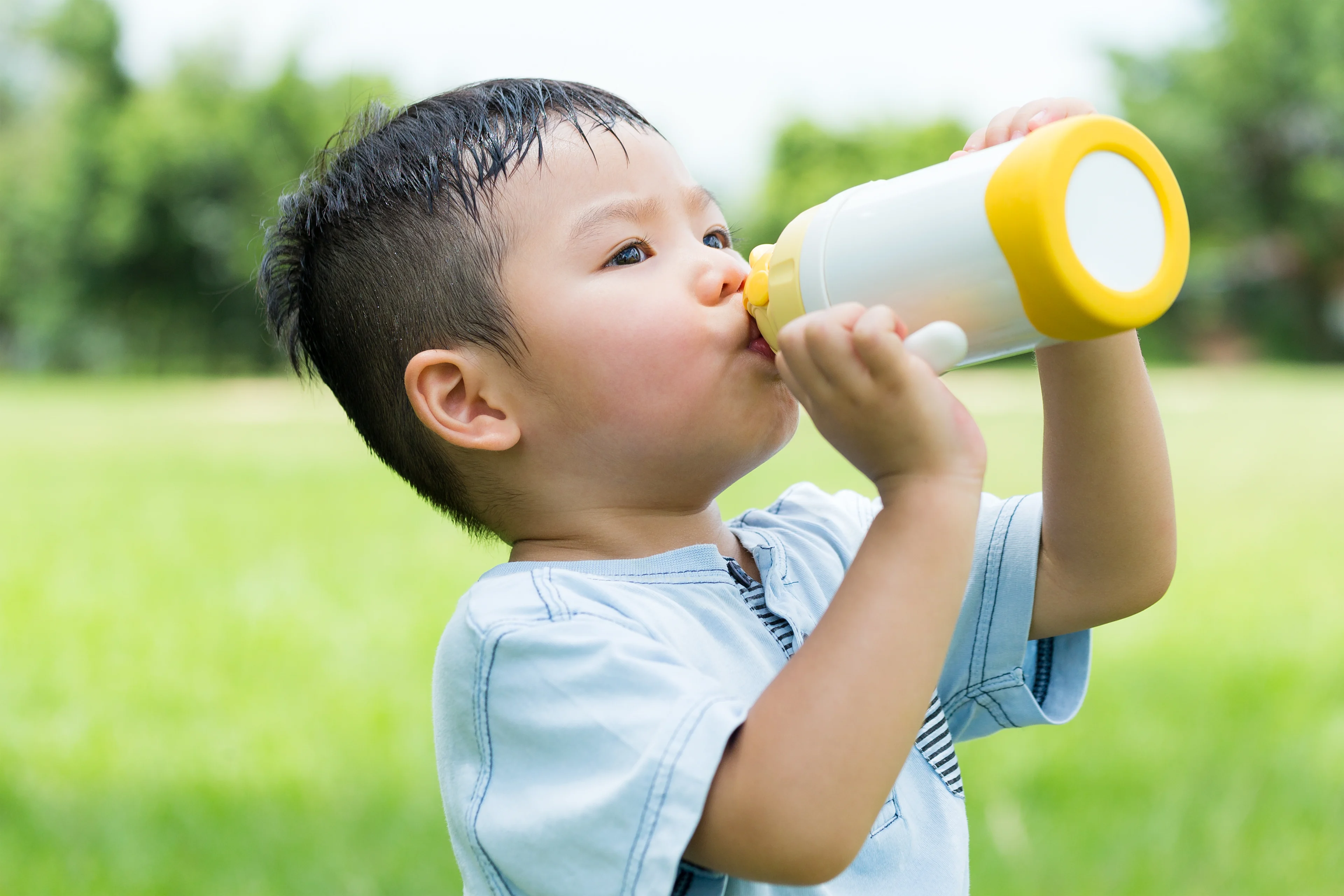 Toddler drinking milk