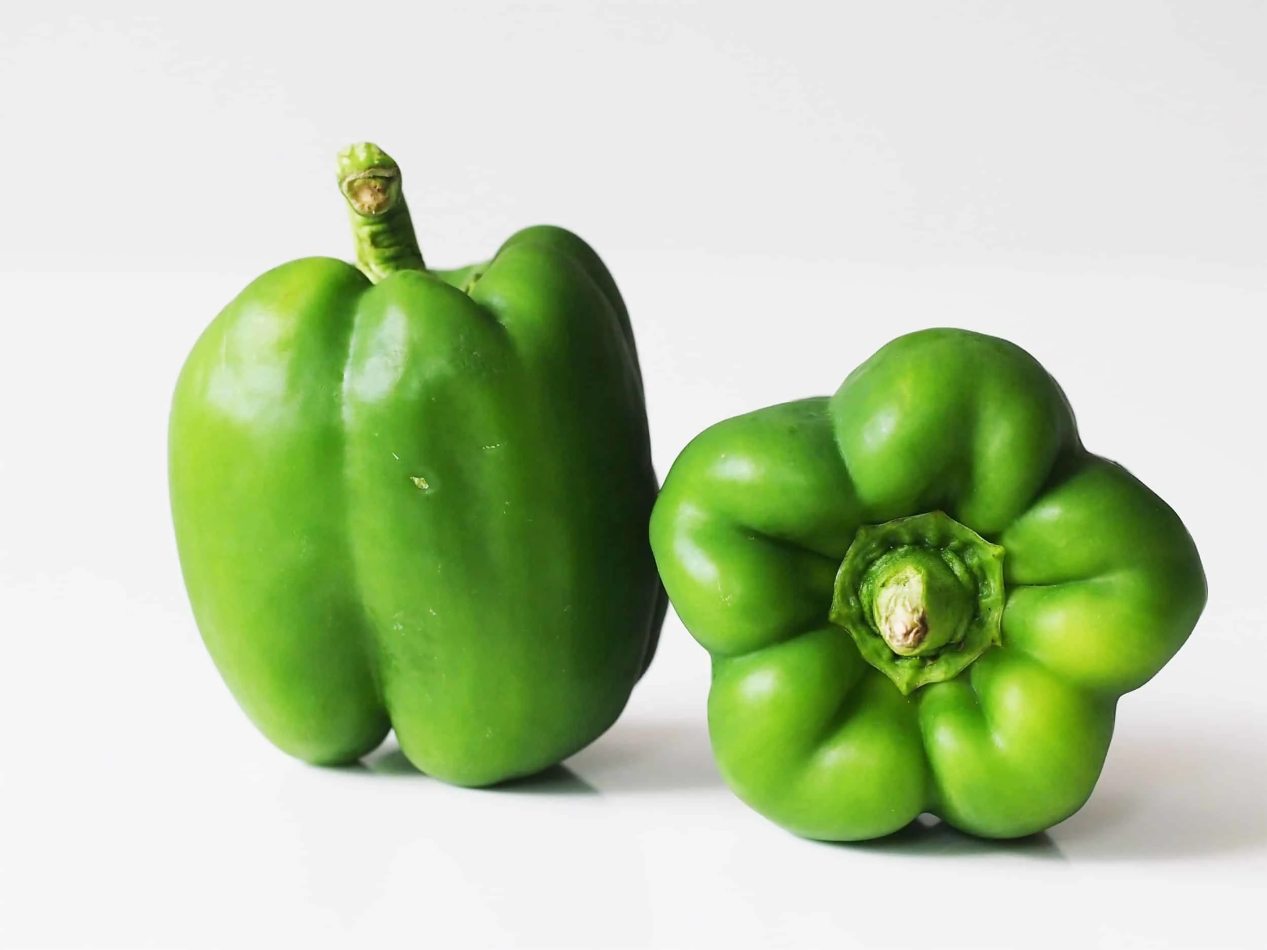 2 green bell peppers before being prepared for babies starting solid food