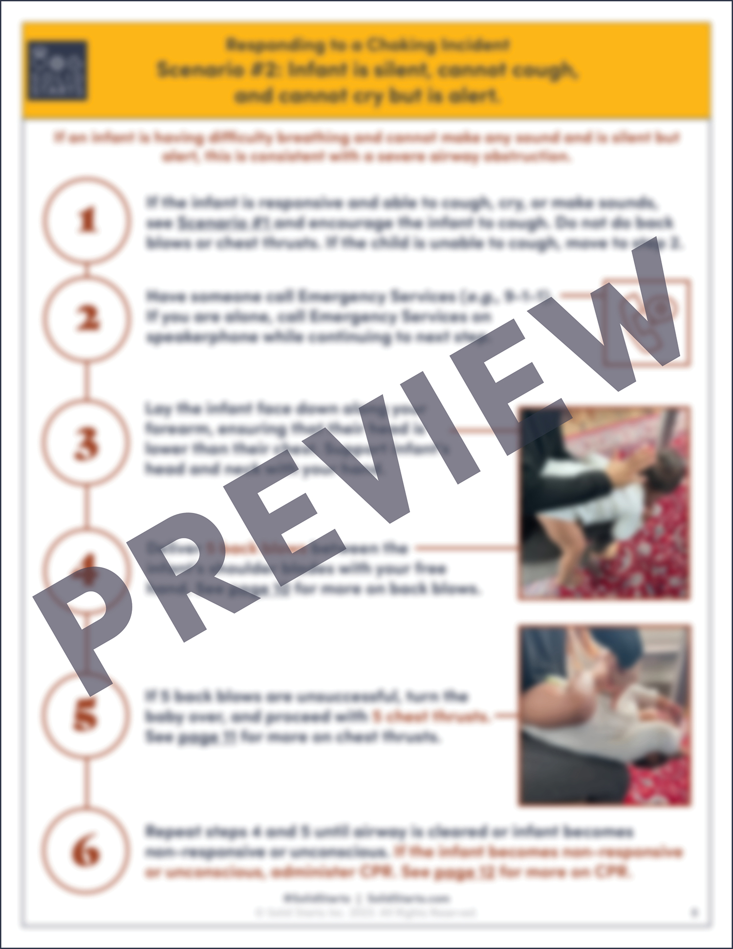 Infant Rescue Choking First Aid & CPR Solid Starts