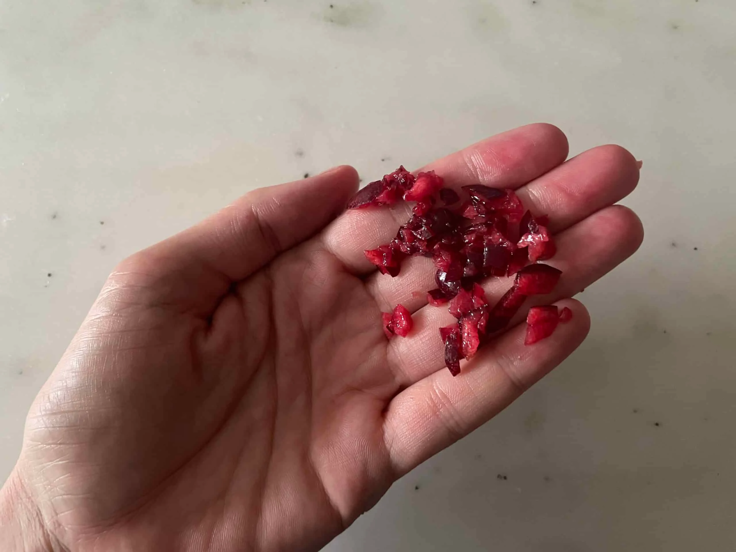 Cherry finely chopped hand pic