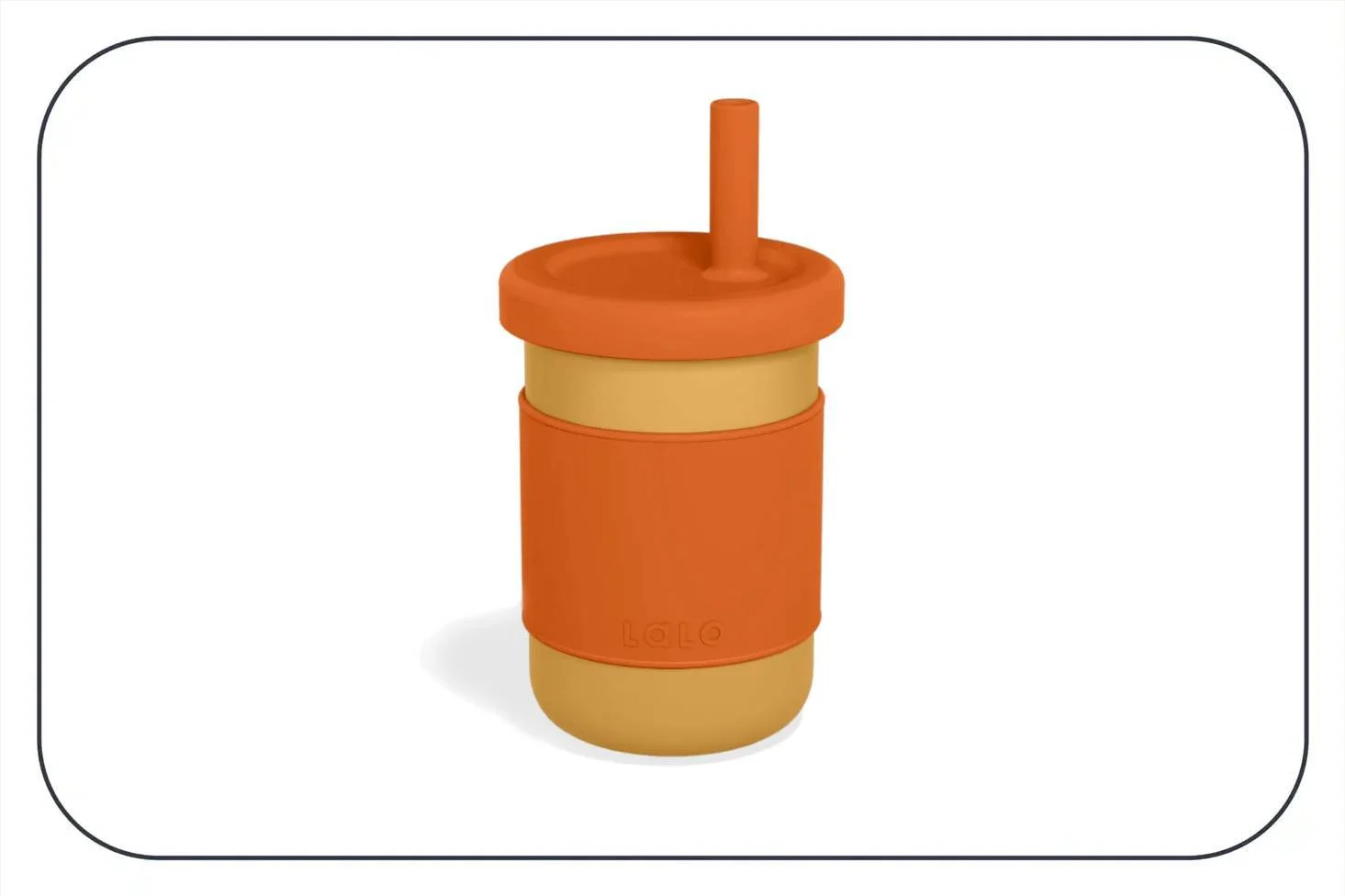 orange Lalo toddler cup with straw
