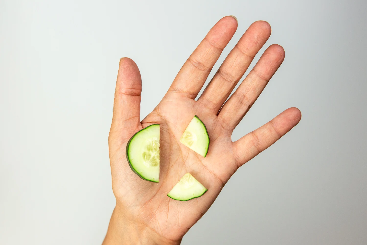 Thin slices halved or quartered hand pic