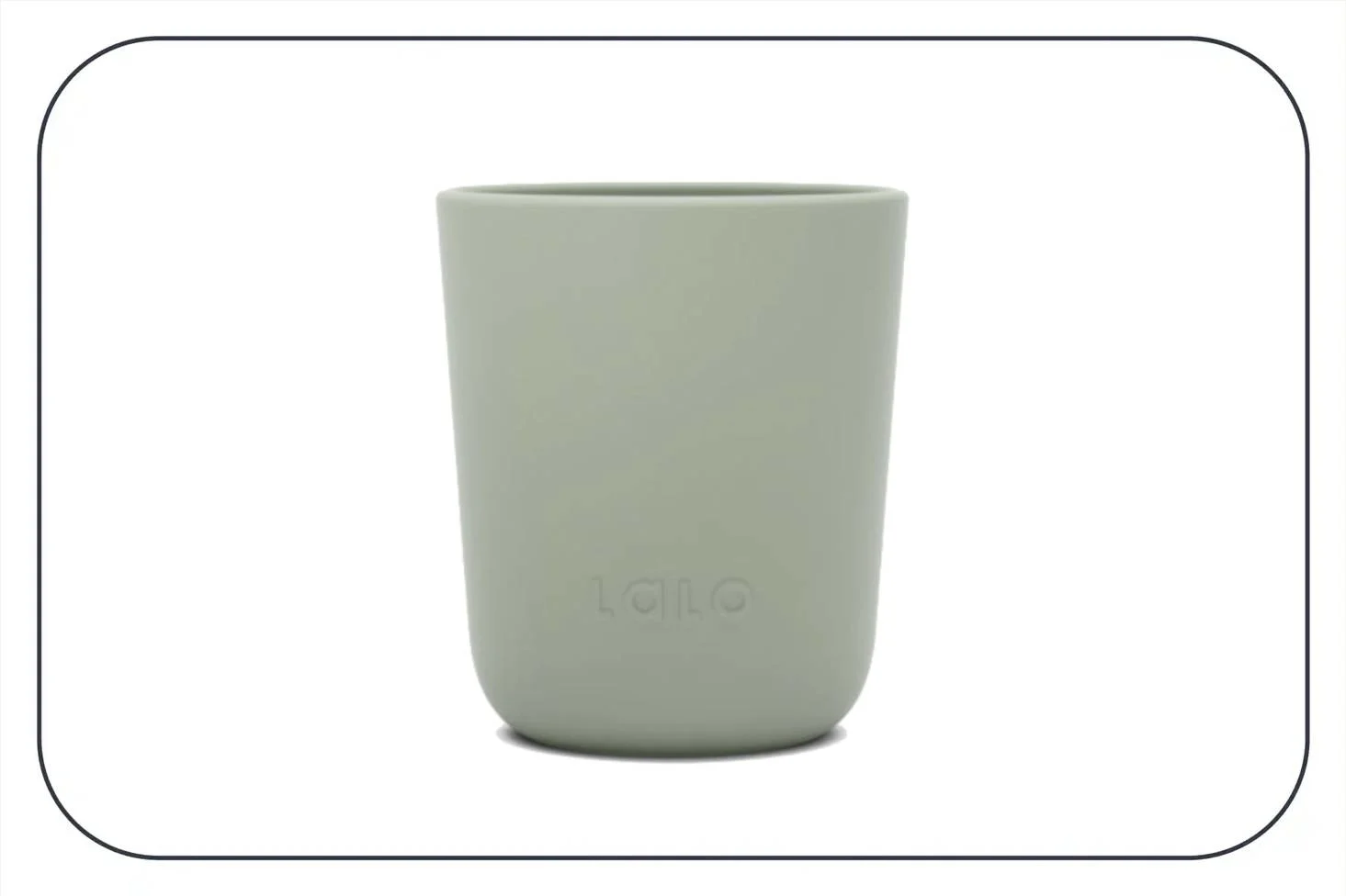 sage green Lalo Mealtime Cup silicone baby cup