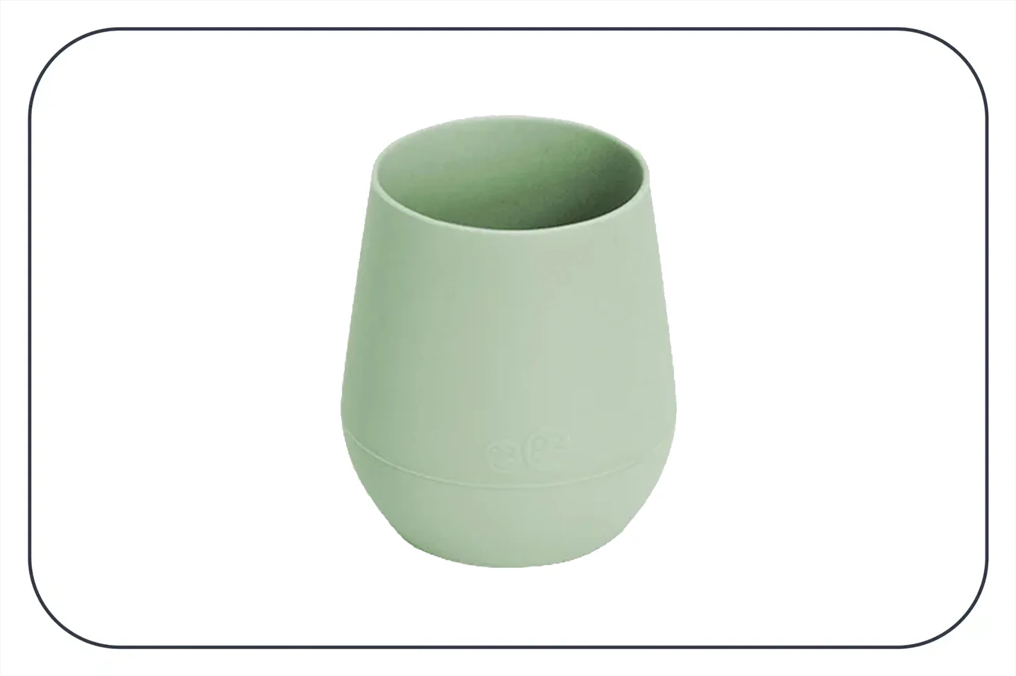 a photograph of a pale green silicon EZPZ open cup