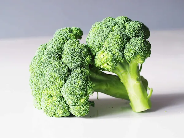 ¿Cuándo pueden comer brócoli los(as) bebés? two heads of broccoli on a table before being steamed for babies starting solids