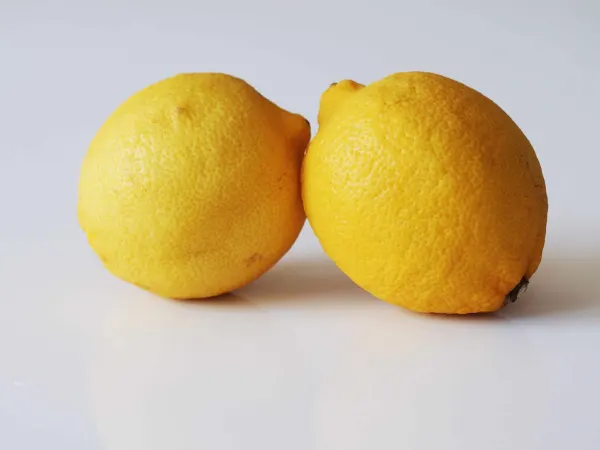 two lemons on a table before being prepared for a baby starting solid food