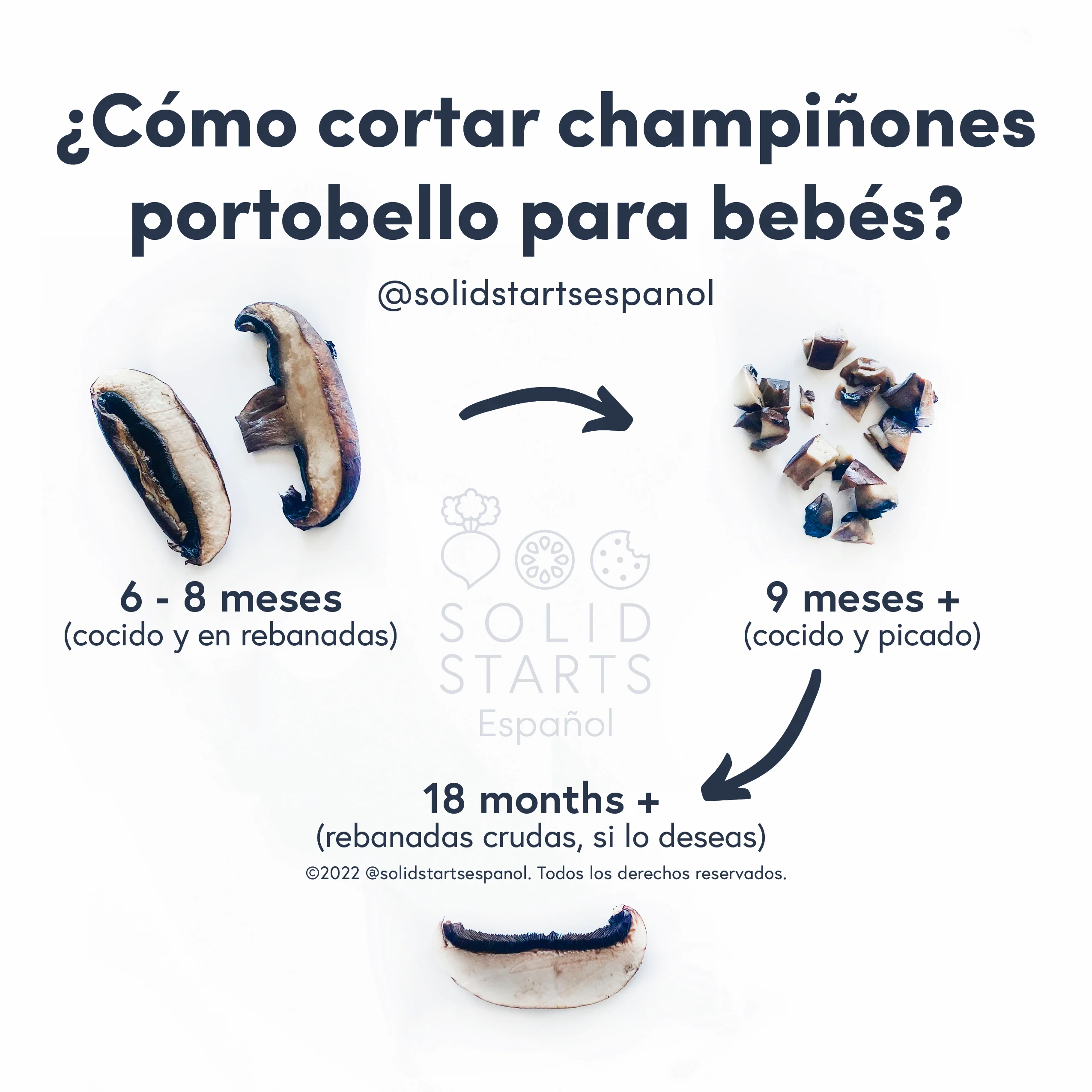 ¿Cómo cortar champiñones portobello para bebés?