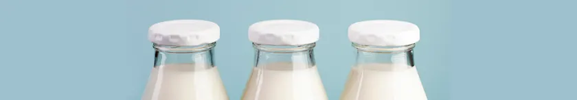 Three glass bottles of milk
