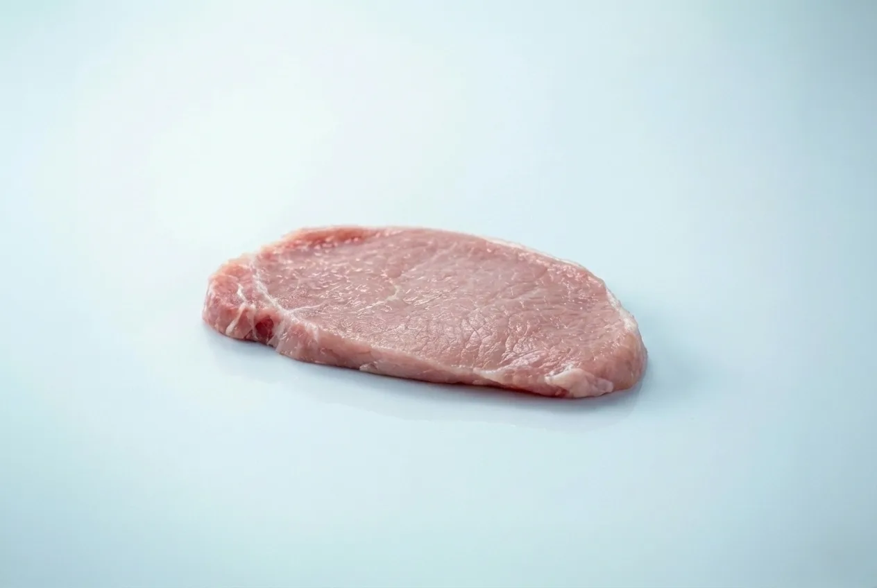a photograph of a raw veal cutlet