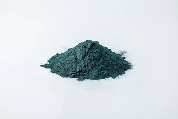 When can babies have spirulina a small pile of powdered spirulina on a white background