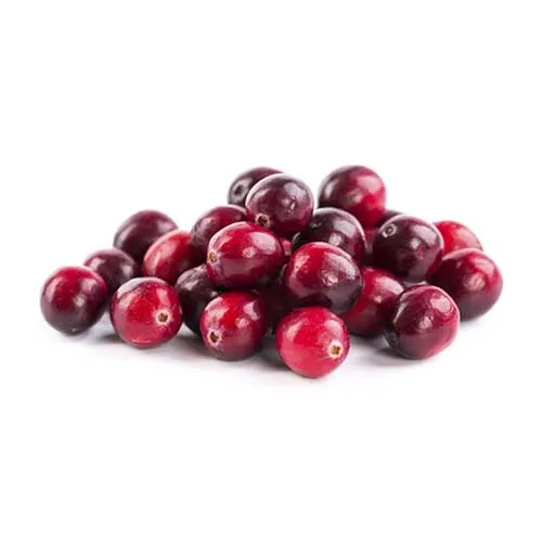 a photograph of a pile of whole raw cranberries on a white background