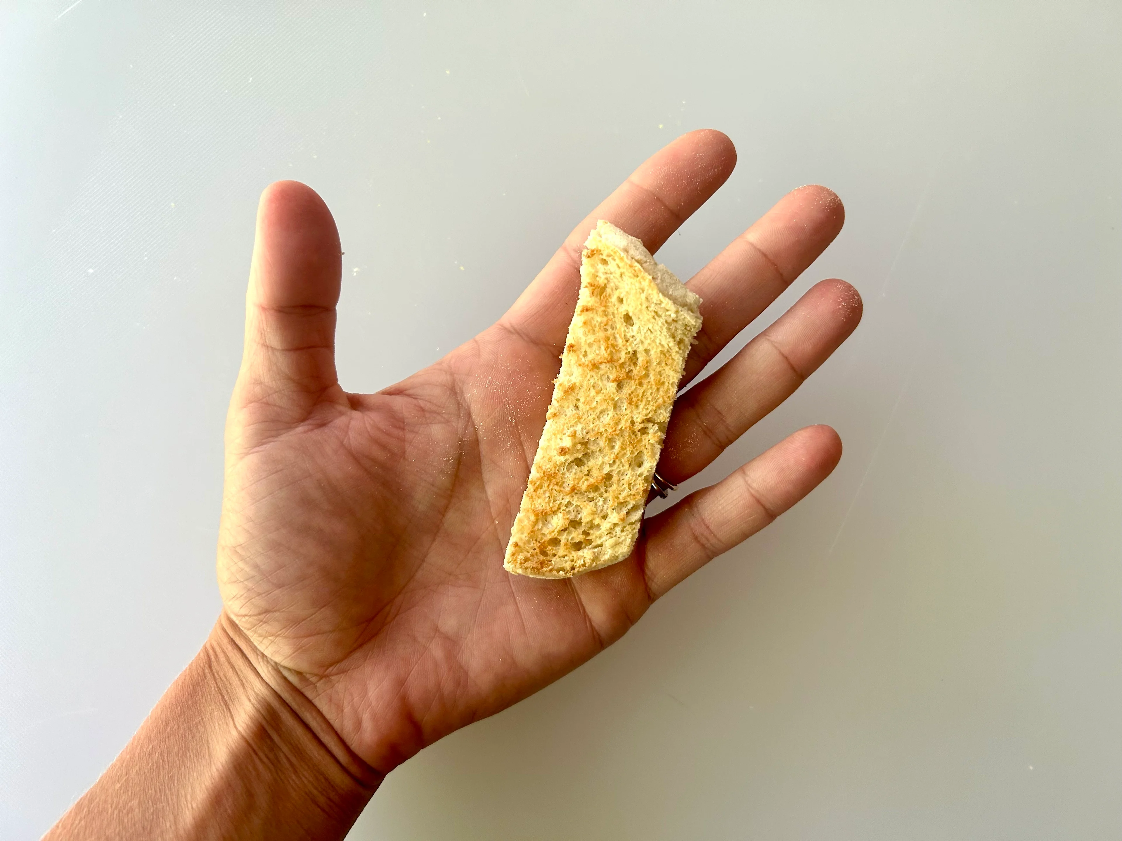 English muffin strip hand pic