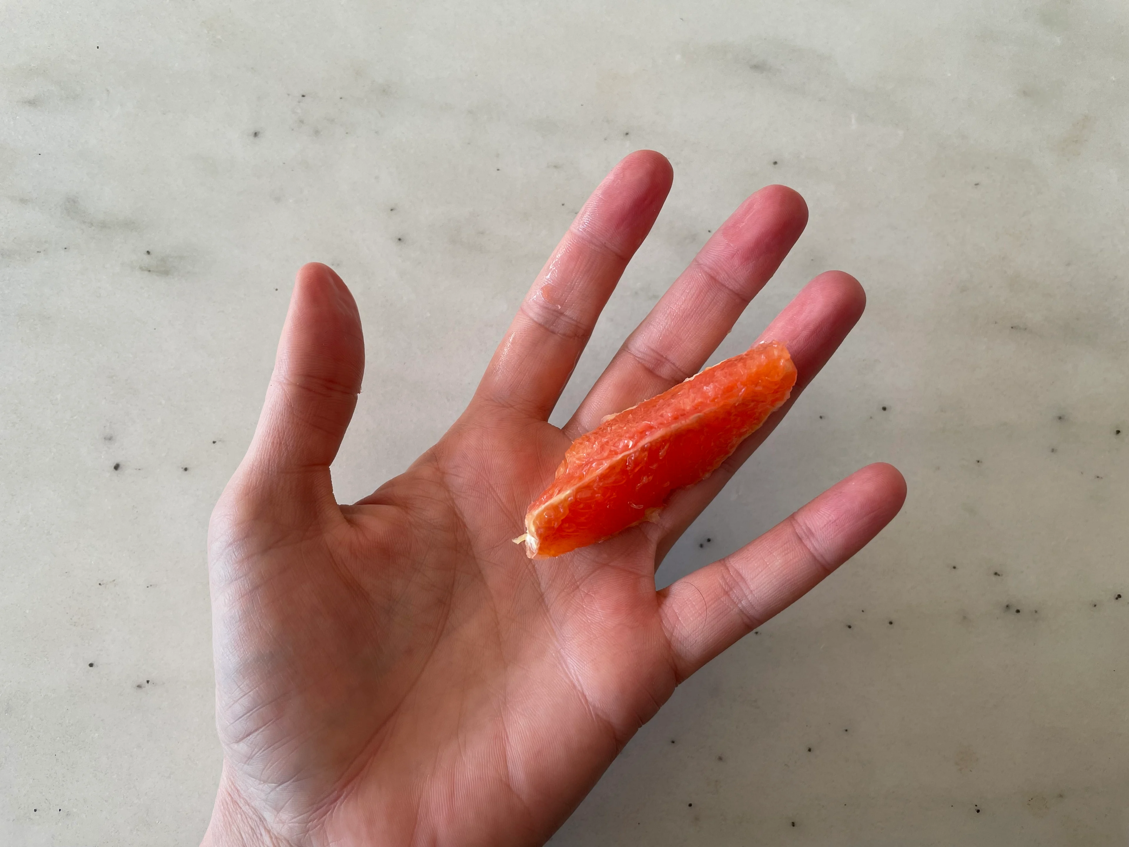 Orange peel and membrane removed hand pic