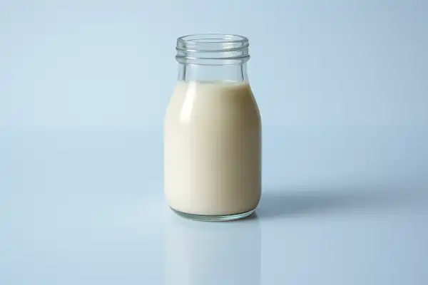A glass of almond milk.