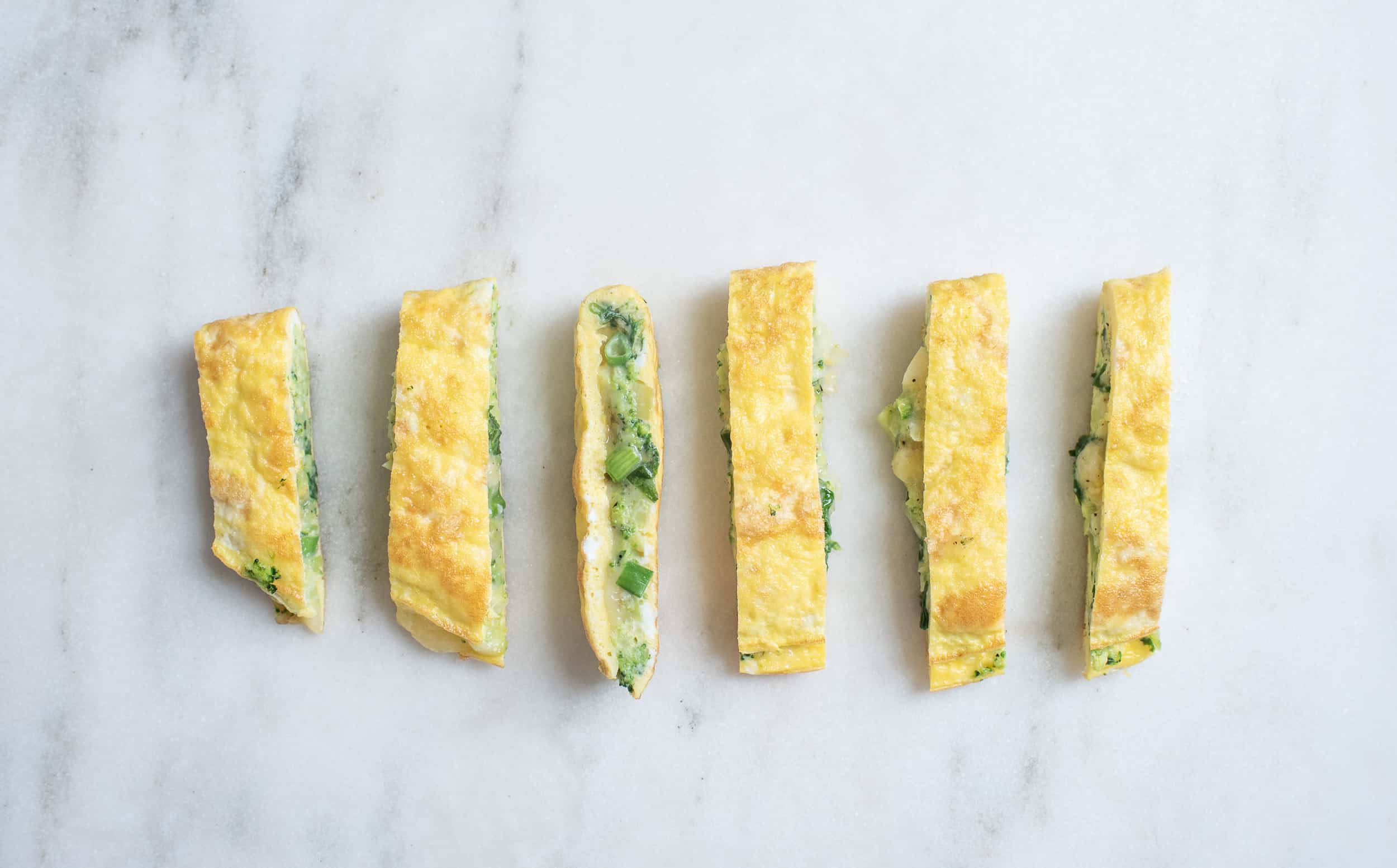 strips of spinach and goat cheese omelet