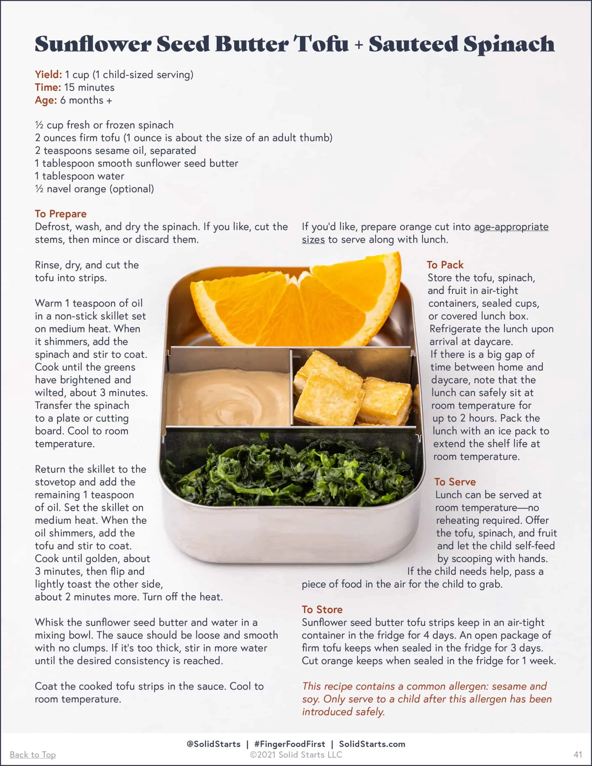 a preview image for sunflower seed butter tofu lunch