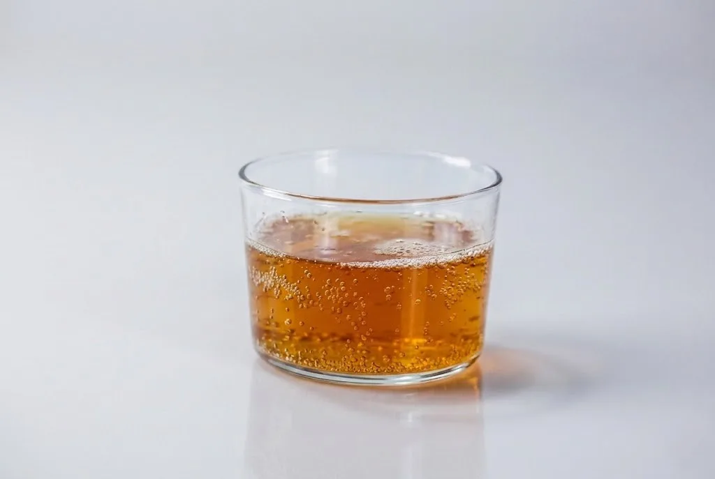 Kombucha served on a glass