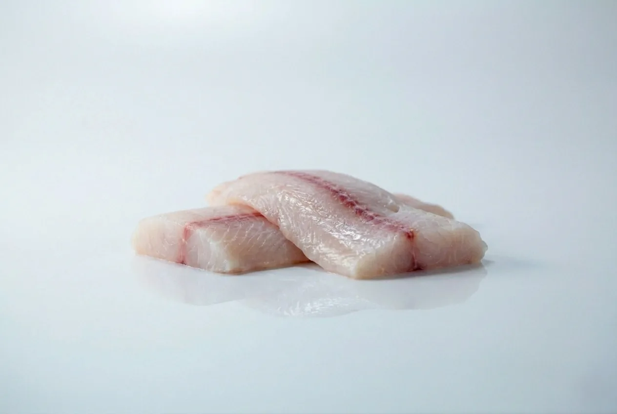 a photograph of two raw filets of mahi-mahi on a white background