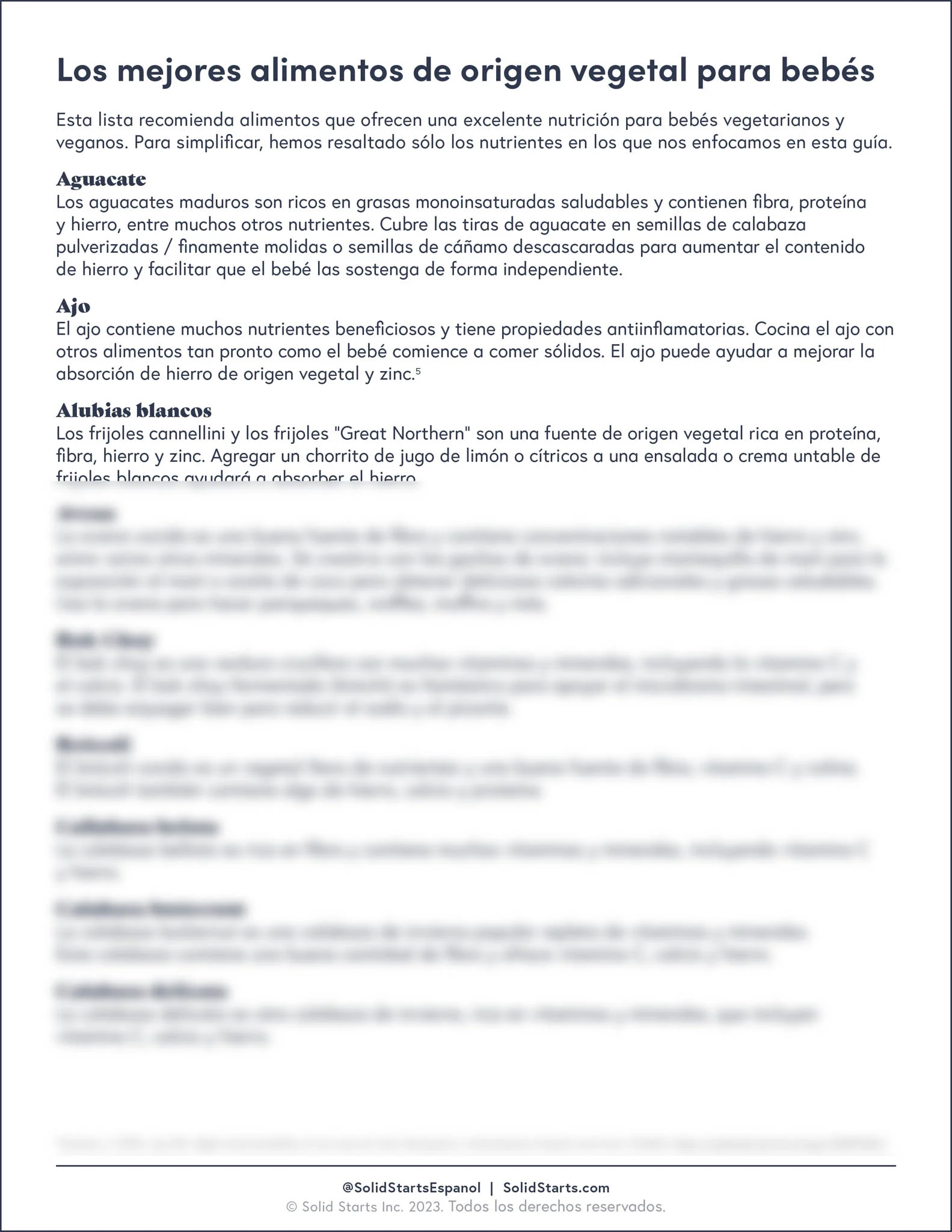 a blurred preview of 30 food pictures for the Solid Starts Plant Based Guide