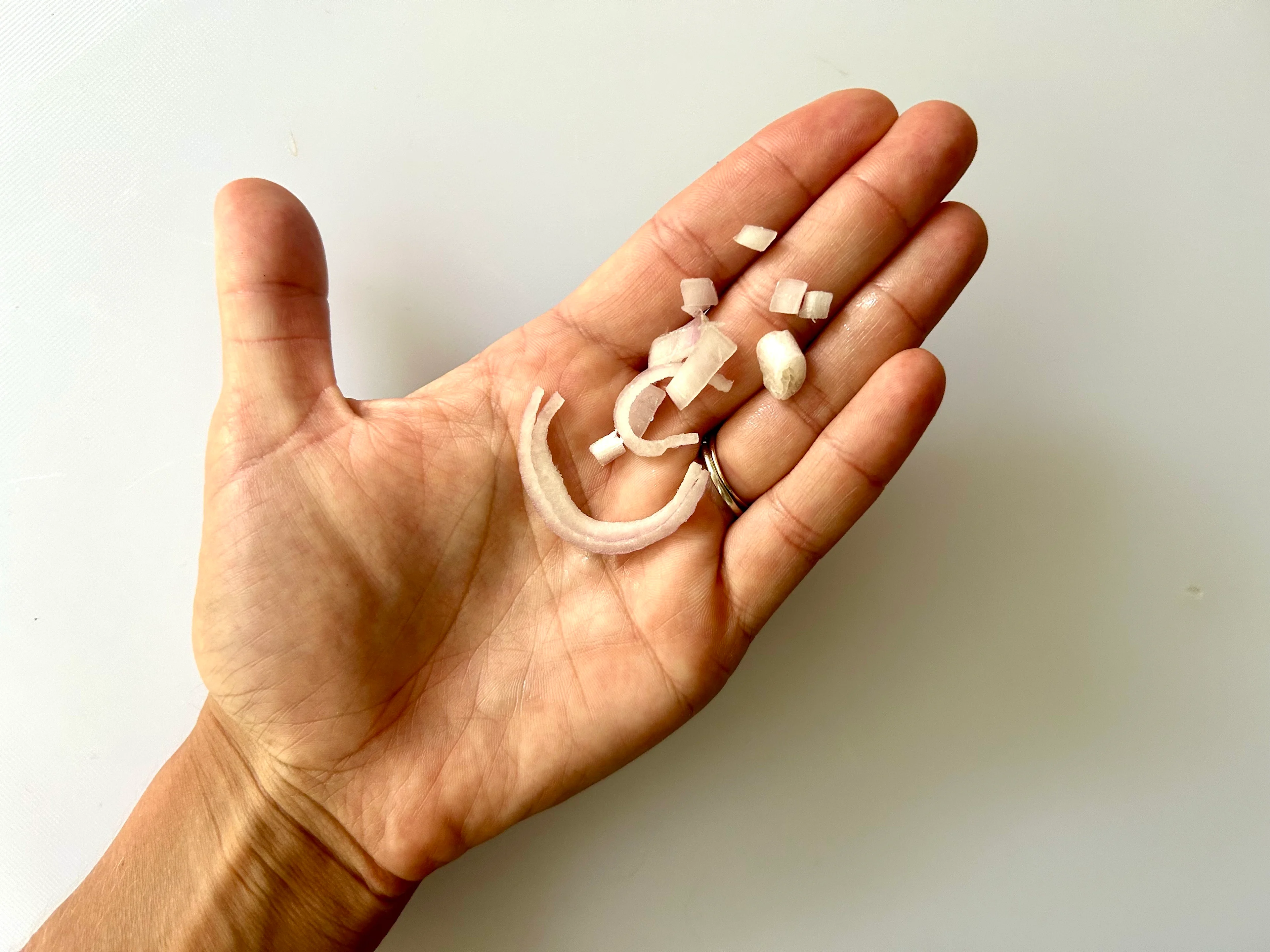 Shallot raw pieces hand pic