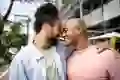 Gay couple embracing