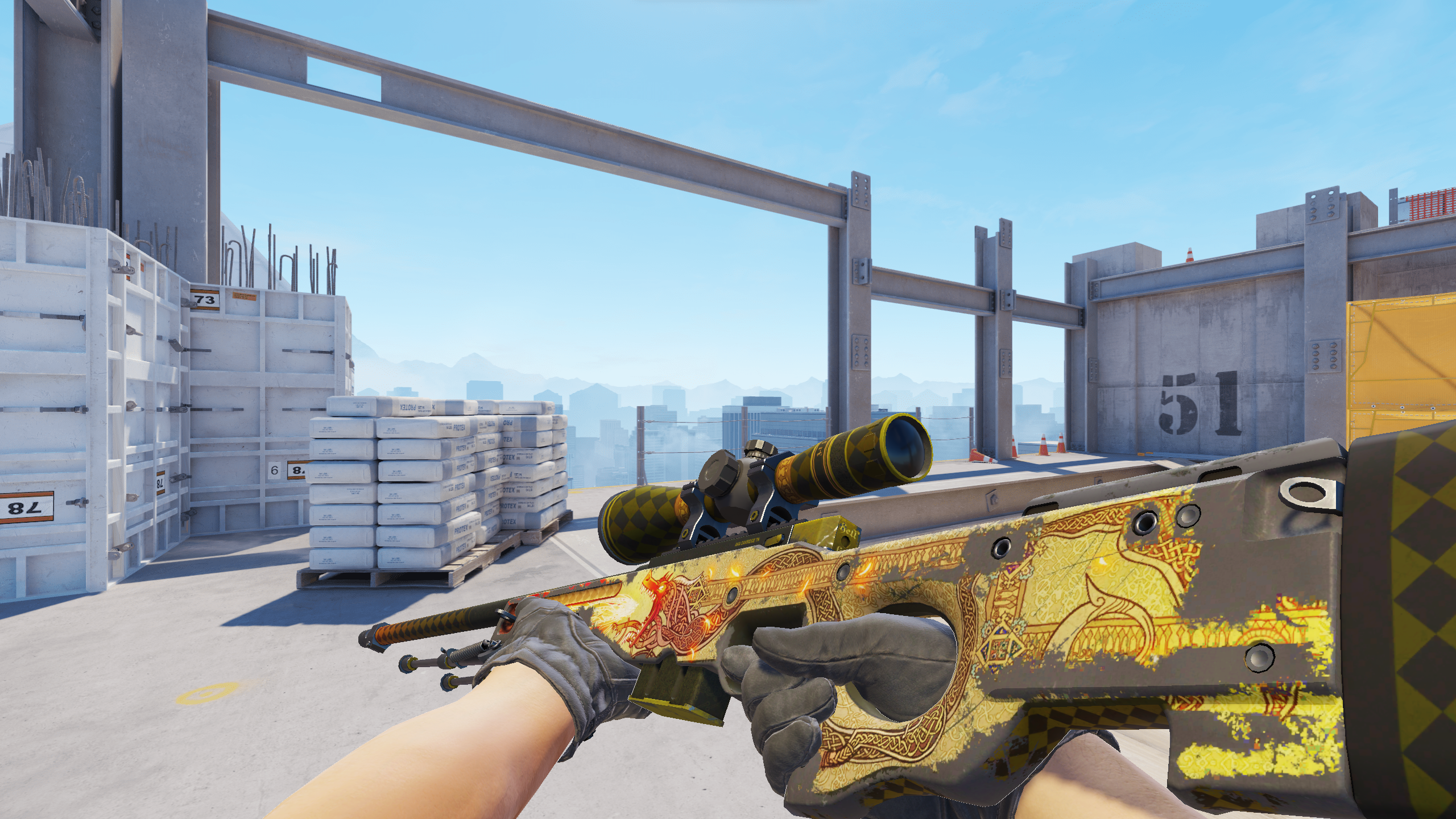 Dragon Lore skin in Battle-Scared condition, indicated by lots of scratches