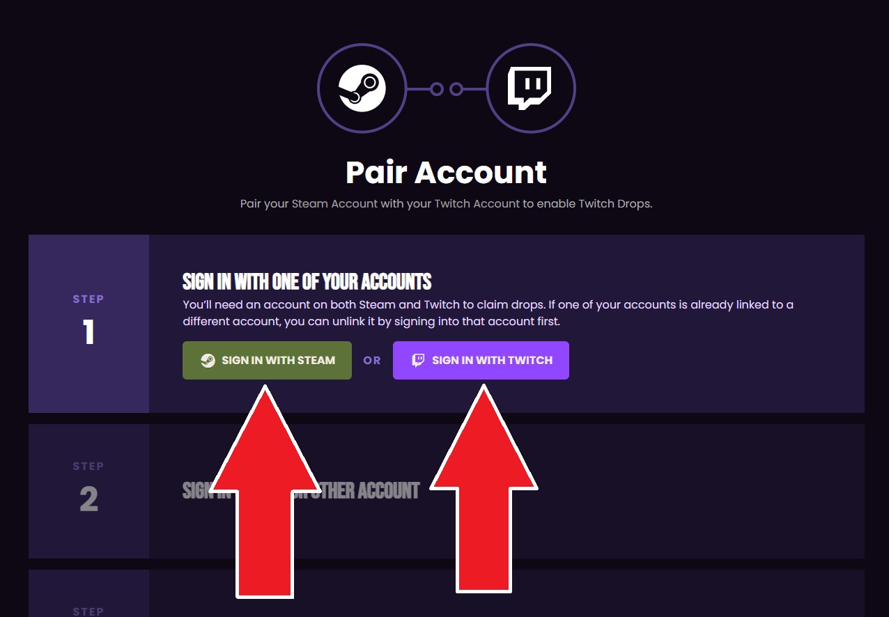 Pairing your Steam and Twitch accounts at the Facepunch page