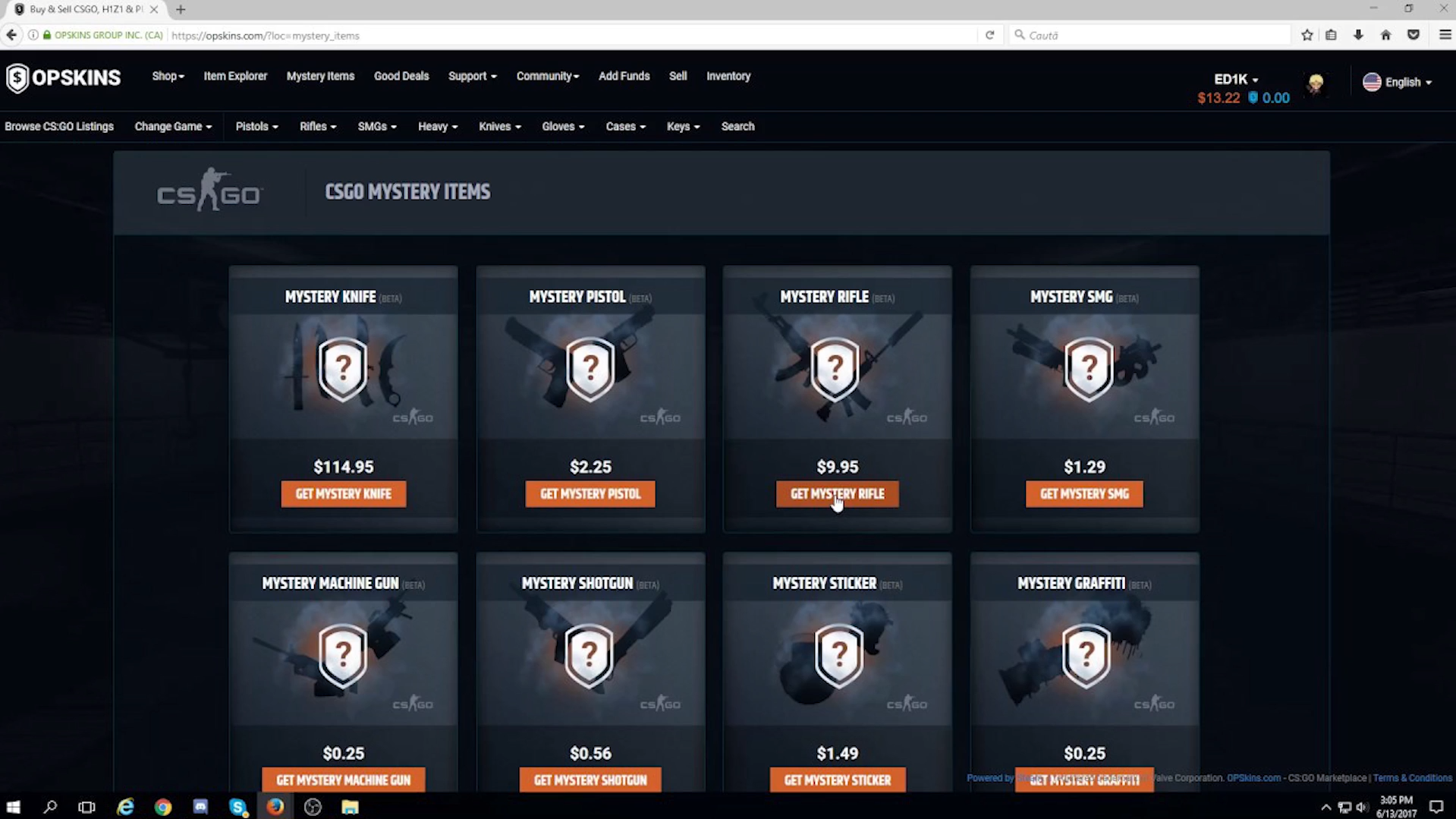 OPSkins's mystery items feature