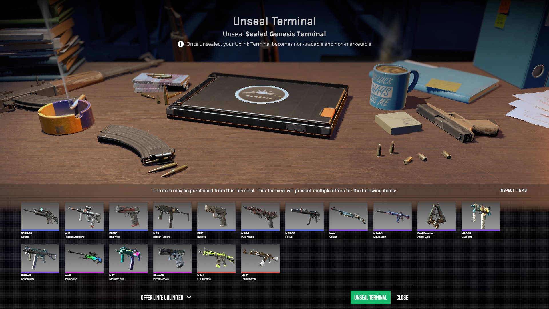 UI Design before unsealing Terminal