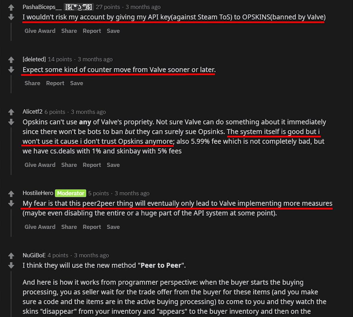 Reddit's response to OPSkins's P2P trading