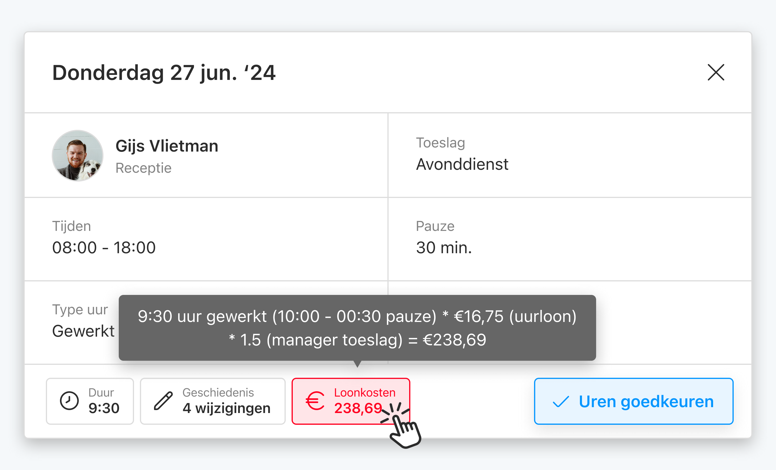 Eitje dashboard preview
