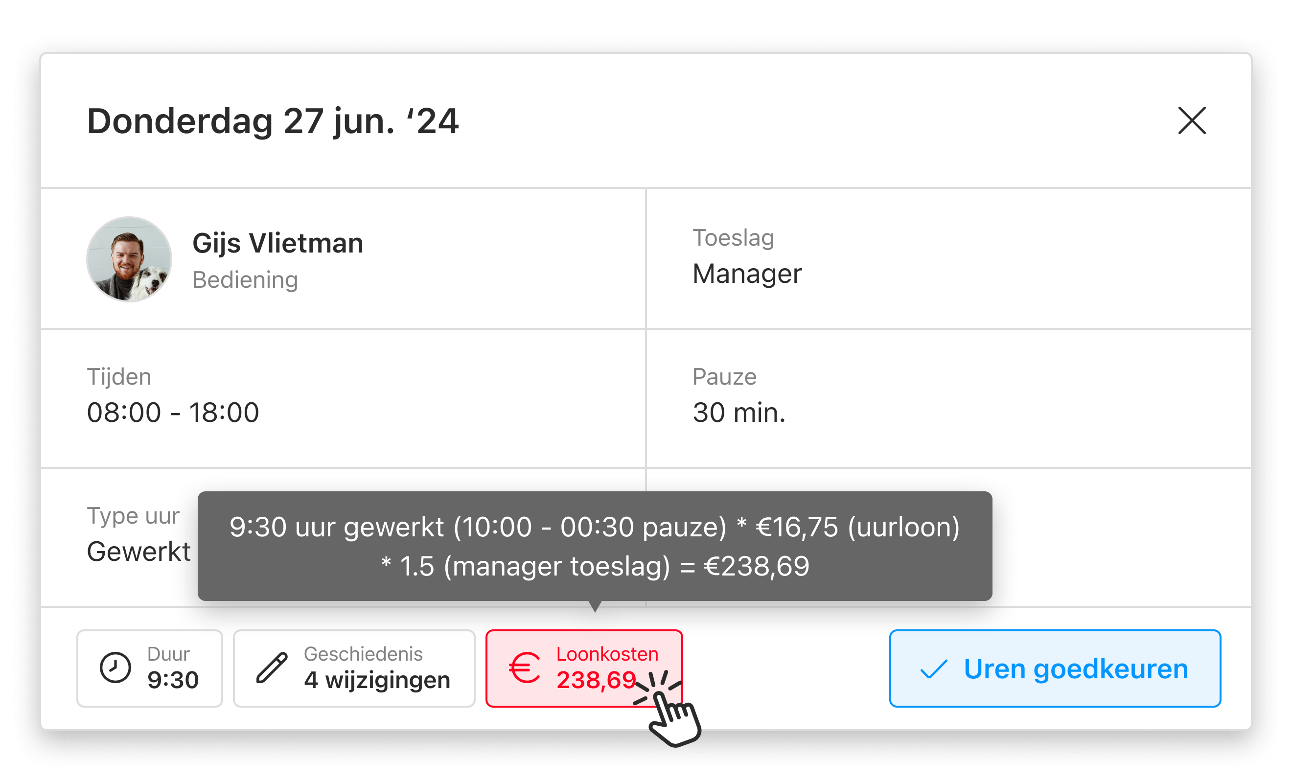 Eitje dashboard preview